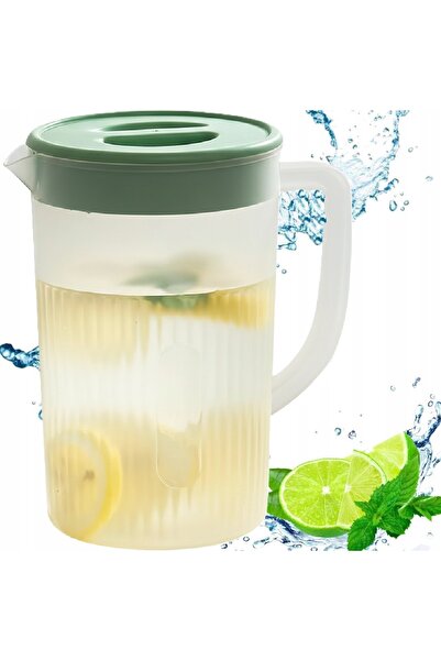 zola Plastic jug with lid 3 l, for water and drinks, leakproof, 22 x 13.5 cm, green/transparent