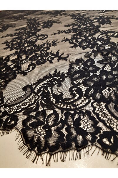 Safir Kumaş Uçları Dilimli Kupon Lez Dantel Siyah 3 Metre