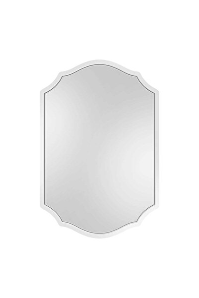 MKS Design 60x80 Beyaz Asimetrik Duvar Aynası / Beyaz Çerçeveli Düzensiz Deko...