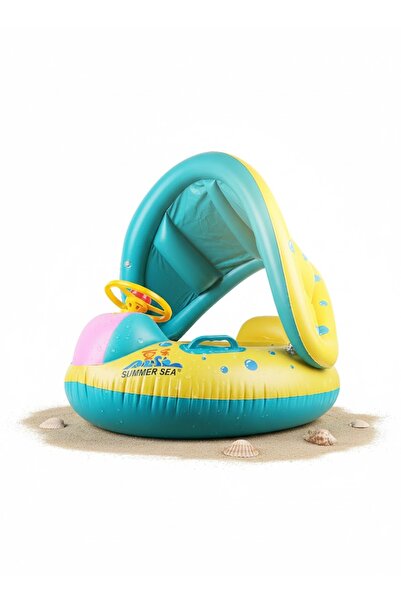 Tcherchi Güneşlikli Bebek Şişme Yüzme Koltuğu Sarı - Mavi