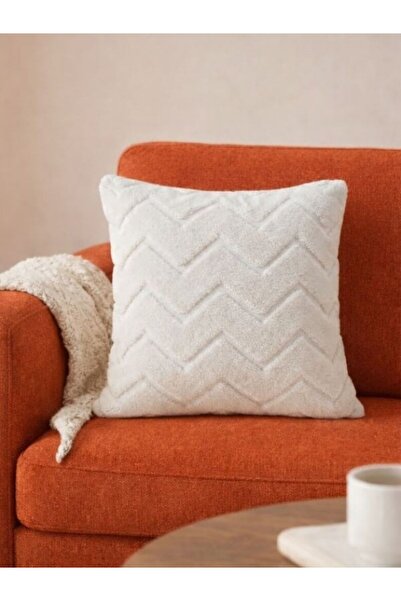 Halımax غطاء وسادة مزخرف منقوش من القطيفة من دريم، غطاء بتصميم كريمي قابل للغ...