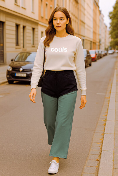 couis Women's High-Waisted Wide-Leg Palazzo Paneled with 2 Threads on the Lower Side Without Sharding