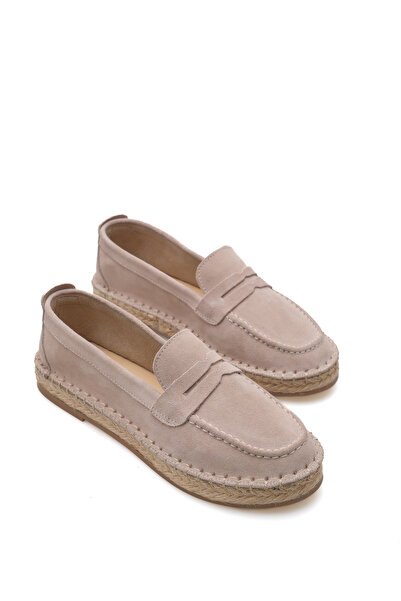 STARK SHOES Kadın Hakiki Deri Süet Hasır Taban Espadril