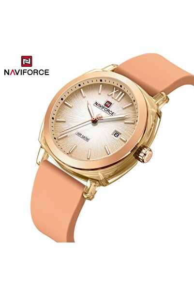 Naviforce 6111 Ladies' Quartz Watches, Fashion Sports Watches, Waterproof (Light Brown)