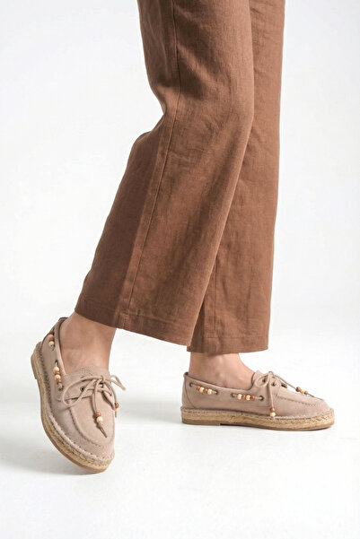 STARK SHOES Kadın Hakiki Deri Süet Boncuklu Espadril