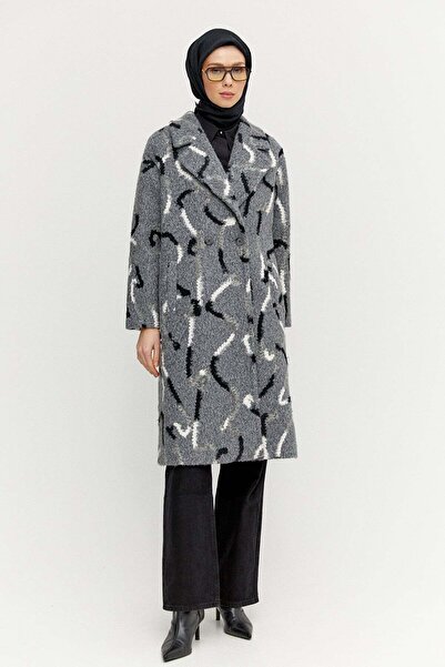 Setrms Desenli Oversize Kruvaze Kaban