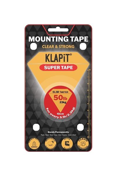 KLAPiT Double Sided Heavy Duty Magic Mounting Tape Transparent 1meter