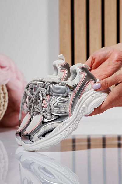 Zaira Adidasi copii argintii din piele ecologica Geo2 #21163 - 30