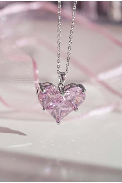 Mansura Stainless Steel Silver Sparkling Heart Necklace Gift Lover