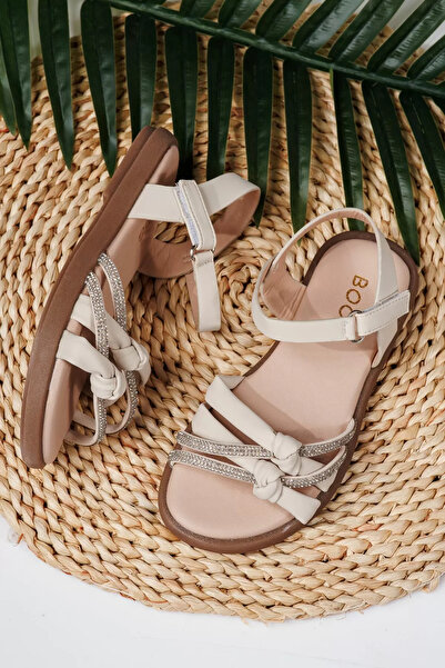 Zaira Sandale fete bej din piele ecologica Agatha #21872 - 30