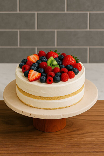 stonesteps Doğal Mermer 28 Cm Pasta Kek Standı , Ahşap Ayaklı Kek Standı,merm...