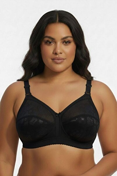 enmodaiçgiyim Black Plus Size Shaping / Sculpting Bra Without Underwire Without Padding C Cup Comfort Minimizer Reducer
