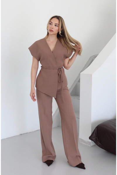 My Blog Light Brown Juana Vest Pants Set