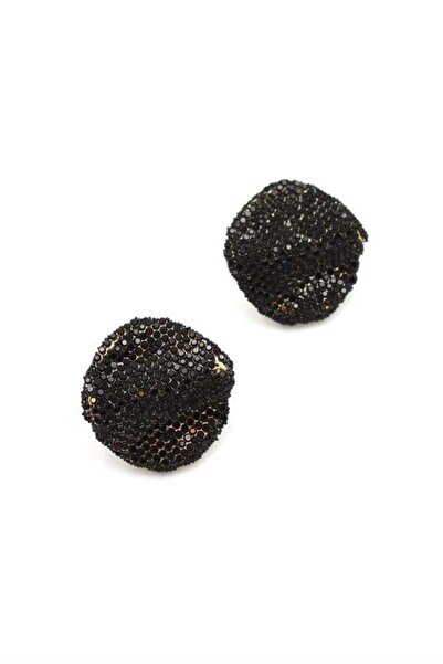 MENESSA أقراط حجرية مموجة - أسود