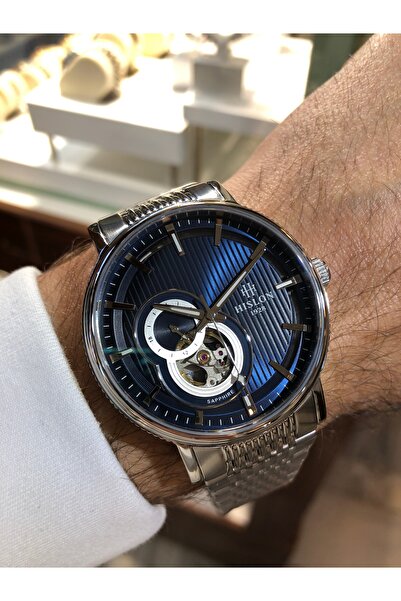 Hislon Automatic Steel Sapphire Glass Waterproof Butterfly Clip Men's Wristwatch