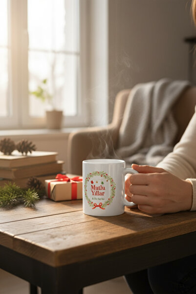 LAVİNYACONCEPT New Year Patterned Mug 9.5 X 11.5 cm - Porcelain - Happy New Year