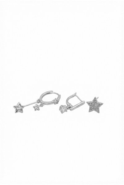 MENESSA 3-Piece Jewelled Hoop Earrings - Silver
