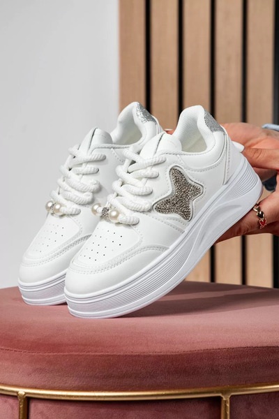 Zaira Ασημένια παιδικά πάνινα παπούτσια από οικολογικό δέρμα Luna #21336 - 32