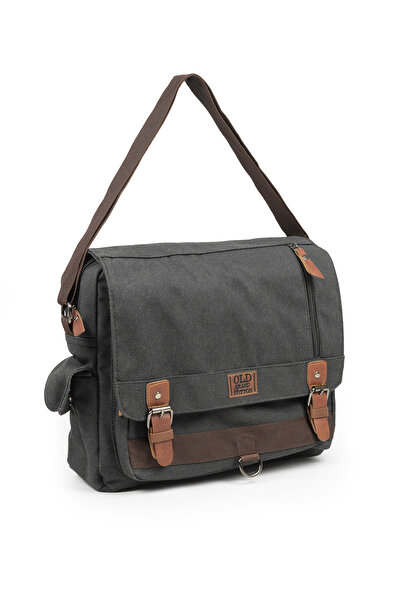 İMAKS Orta Boy Kanvas Branda Su Geçirmez Kumaş Postacı Evrak İş Okul Omuz Kol Çantası Siyah U579