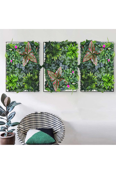 genric ألواح عشب صناعي للجدران من ون ديكور | ألواح نباتية صناعية من خشب البقس، 40 × 60 سم