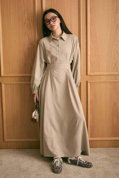 Ceylan Otantik Vizon Vintage Elbise