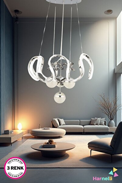 Harnelli 3 Renk Yanabilen 4 TOPLU Modern Ledli Avize