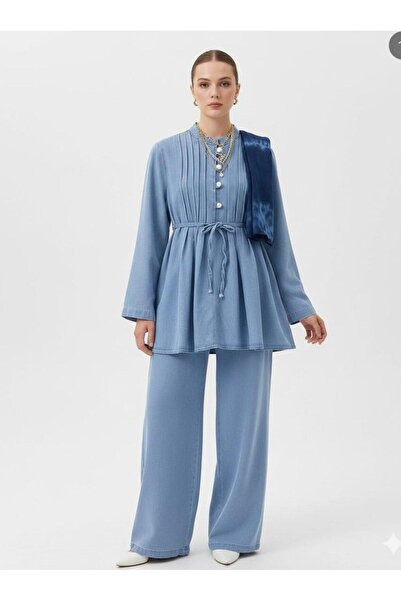 YILMAZBARMAZ Set de două piese din denim pentru femei, cu nasturi