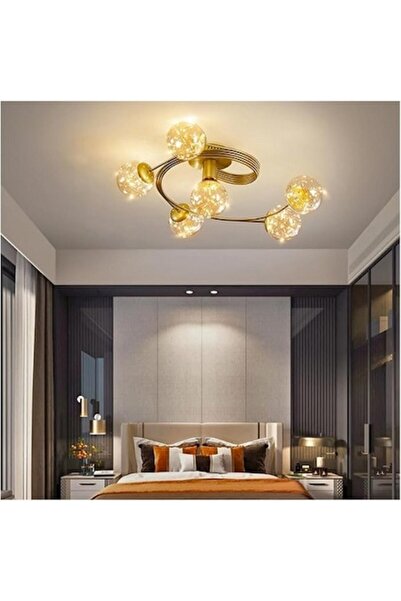 LEDZONE Lustra LED, Led Zone, 6 globuri, auriu, 48W, 600x240mm