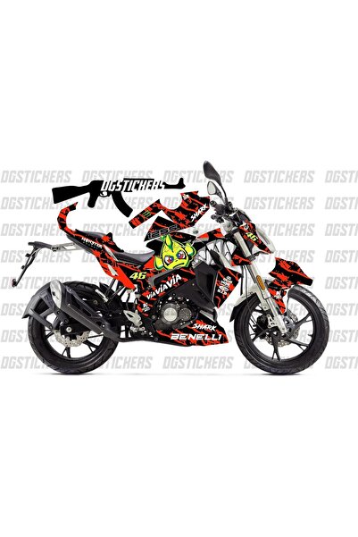 Motiker Benelli 125S Shark Kırmızı Siyah Tasarım Sticker Etiket Modeli