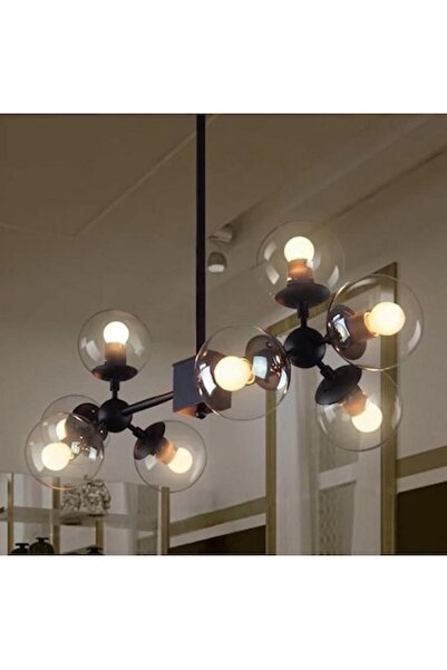 LEDZONE Pendant chandelier LZ219-8, 8 E27 sockets, Black, 830x380x730mm