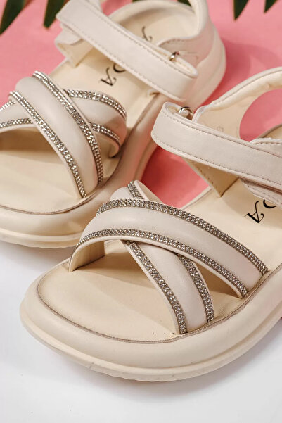 Zaira Μπεζ σανδάλια για κορίτσια από οικολογικό δέρμα Laura #22196 - 36