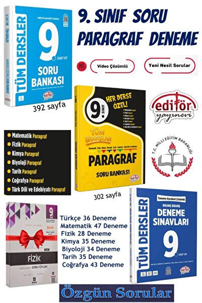 Editör Yayınevi 2026 Editör Yayınları 9. Sınıf Tüm Dersler Soru Bankası+9. Sı...