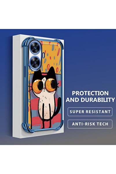 ucuc حافظة حماية من السيليكون الشفاف المتوافقة مع هاتف Realme C55 بأنماط القط...