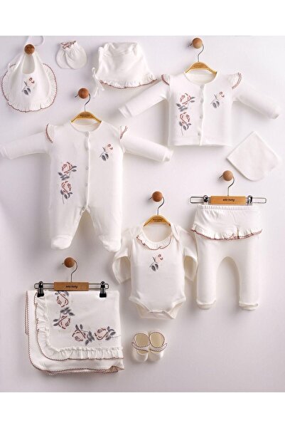 Eda Baby Fırfırella Yenidoğan %100 Pamuk 10’lu Hastane Çıkış Seti – Nakışlı K...