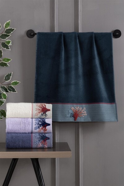 Altınbaşak (Set of 4) Premium Bamboo 50X90Cm. Dowry 3D Embroidered Hand Face Towel (40% Bamboo)