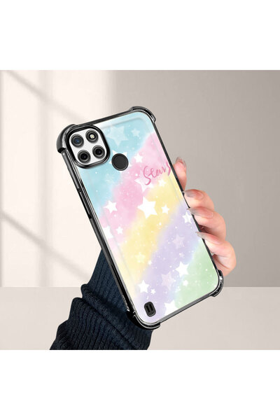 ucuc حافظة واقية من السيليكون الشفاف المتوافقة مع Realme C25Y/C21Y بأنماط قوس...