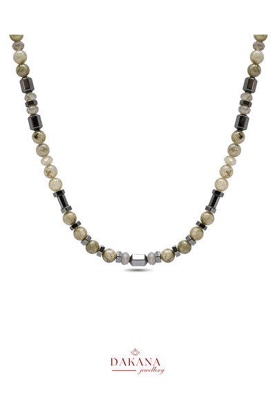 DAKANA JEWELLERY Certified Labradorite Stone Mix Hematite 6 mm Men's Natural ...