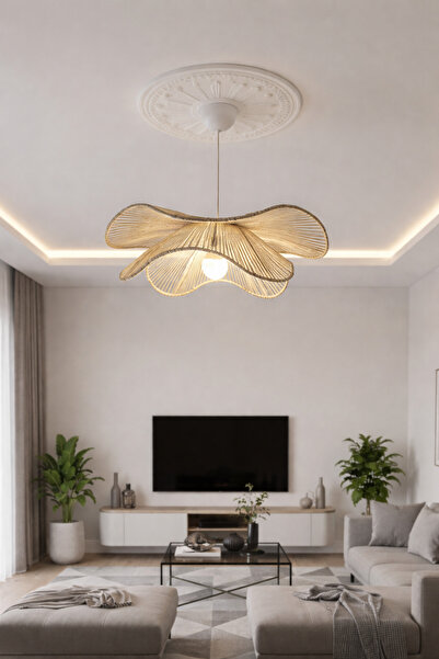 afralya home Ev Dekorasyonu Aydınlatma Iskandinav Rustik Tarz Bohem Avize 50cm Çap( Duy Dahildir)