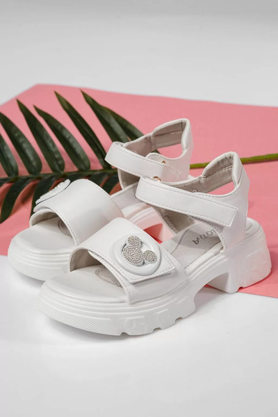 Zaira Sandale fete albe din piele ecologica Amira #22165 - 34