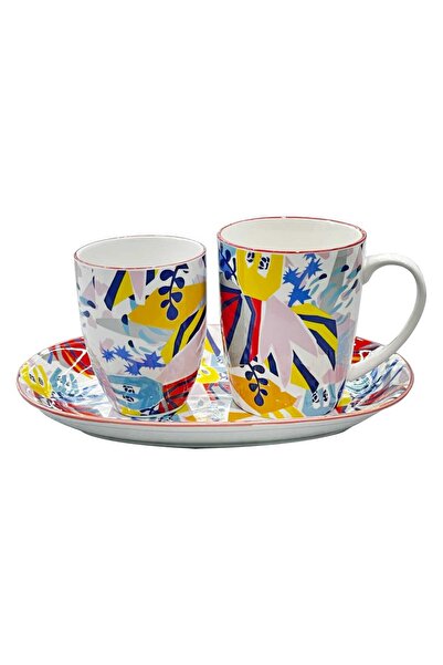 Danny Home Porcelain Tea Set with Tray, 3 pcs, Assorted, T-004