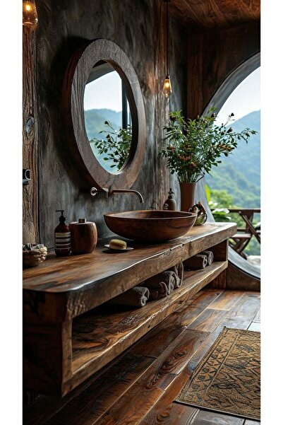 Bamena Wood Gra Ahşap Lavabo Dolabı