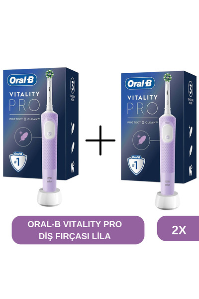 Oral-B D103 Vitality Pro Cross Action Şarjlı Diş Fırçası - Lila - 2 -ADET -Y4...