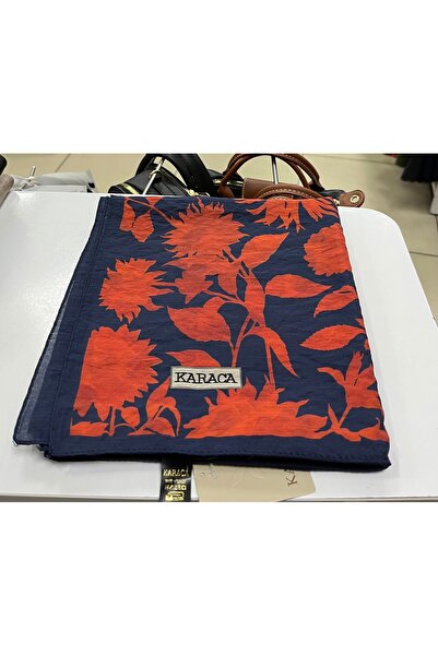 Karaca Çiçek desen doğal elyaf eşarp