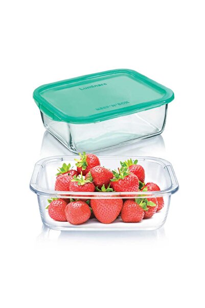 Luminarc Keep N Box Rectangular Glass Container, 2pcs, Lagon, 82 cl