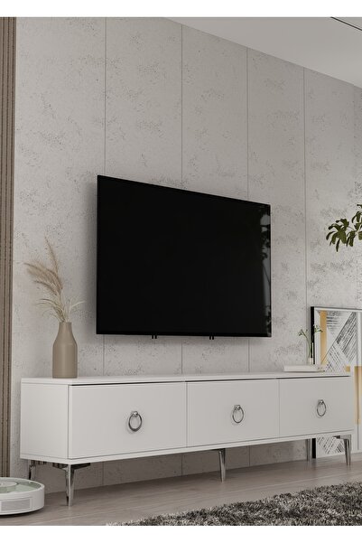 DEMONTE DECOR 1349TV180-1DD TV SEHPASI BEYAZ-GÜMÜŞ