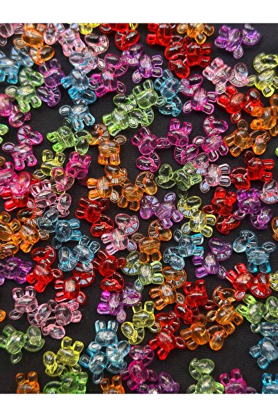 Bijumix Aksesuar 40 Adet Karışık Renk Şeffaf At Figürlü Boncuk 16×3 mm Takı v...