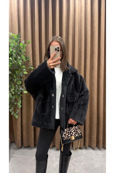 Maysa SİYAH KISA KABAN