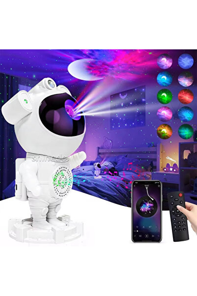 Bowie Galaksi projeksiyon gece lambası yıldız ay çocuk odaları için Bluetooth müzik özellikli