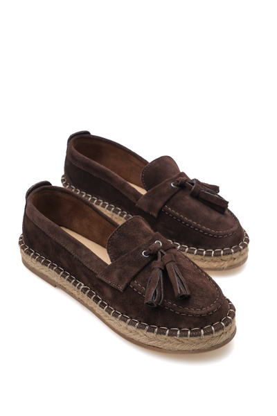 STARK SHOES Kadın Hakiki Deri Süet Ponponlu Espadril