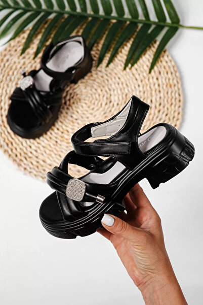 Zaira Sandale fete negre din piele ecologica Amaya #22163